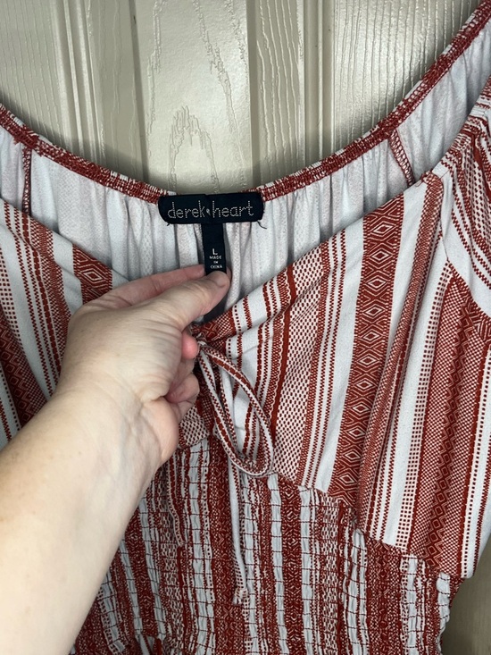 Derek Heart Women's Dress Striped w/ Sweetheart Neck, Boho, Cottagecore, Large - Picture 2 of 5